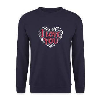 I love You - Valentine' Day - Love - Gift - Unisex Sweatshirt - navy - Front - Alina (178cm) & Michal (187cm)
