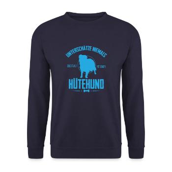 UN Hütehund Shirt - Unisex Pullover - Navy - Vorne - Alina (178cm) & Michal (187cm)