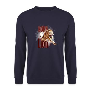 geboren als löwe 2 - Unisex Pullover - Navy - Vorne - Alina (178cm) & Michal (187cm)