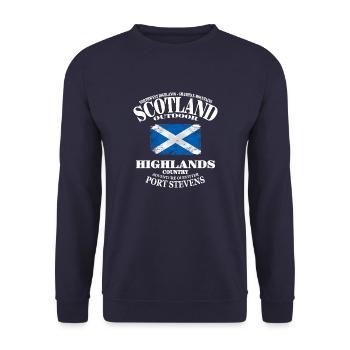 Highlands - Scotland Vintage Flag - Unisex Pullover - Navy - Vorne - Alina (178cm) & Michal (187cm)