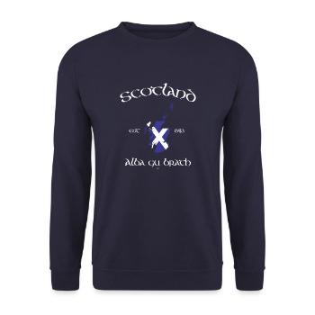 Scotland Map Flag - Unisex Sweatshirt - navy - Front - Alina (178cm) & Michal (187cm)
