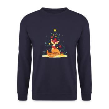 Christmas Fox Animal Christmas Gift Idea - Unisex Sweatshirt - navy - Front - Alina (178cm) & Michal (187cm)