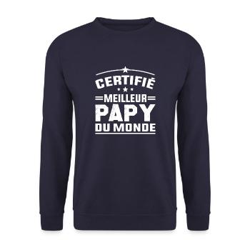 Certifié Meilleur Papy du Monde - Sweat-shirt Unisexe - marine - Devant - Alina (178cm) & Michal (187cm)
