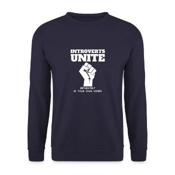 Introverts unite - Unisex Pullover - Navy - Vorne - Alina (178cm) & Michal (187cm)