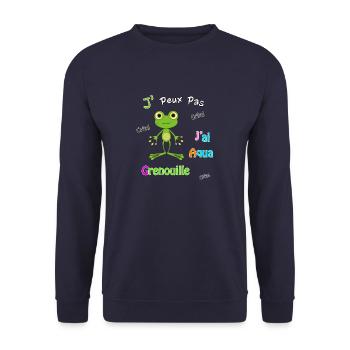 J'peux pas, j'ai aqua grenouille - Sweat-shirt Unisexe - marine - Devant - Alina (178cm) & Michal (187cm)