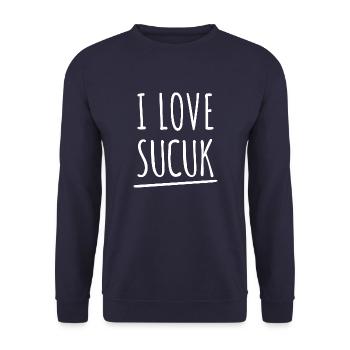 J’adore Sucuk Saucisse turque Ail Nourriture délicieuse - Sweat-shirt Unisexe - marine - Devant - Alina (178cm) & Michal (187cm)