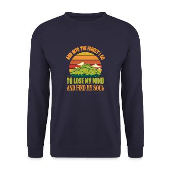 Wandern im Wald, Verstand aus,Seele wieder finden - Unisex Pullover - Navy - Vorne - Alina (178cm) & Michal (187cm)