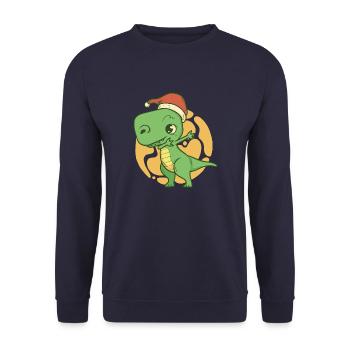 Dino, Christmas T-shirt. - Unisex Pullover - Navy - Vorne - Alina (178cm) & Michal (187cm)