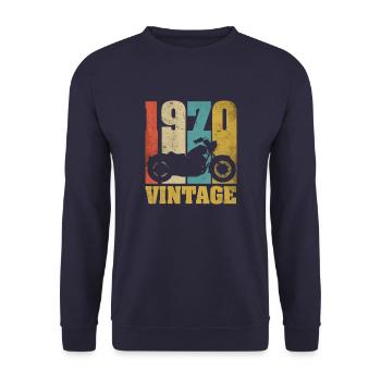 1970 Jahrgang Geburtstag Biker Motorrad Geschenk - Unisex Pullover - Navy - Vorne - Alina (178cm) & Michal (187cm)
