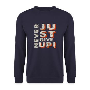 Never Give Up - Unisex Sweatshirt - navy - Front - Alina (178cm) & Michal (187cm)
