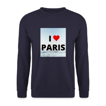 I LOVE PARIS 2 - Unisex Sweatshirt - navy - Front - Alina (178cm) & Michal (187cm)