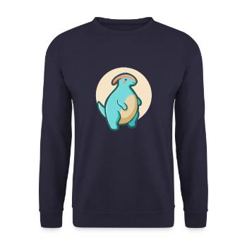 Süßer pummeliger Parasaurolophus, Dino - Unisex Pullover - Navy - Vorne - Alina (178cm) & Michal (187cm)