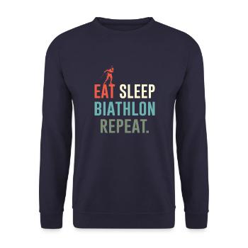 Biathlon Manger Dormir Répéter Sports d’hiver Ski - Sweat-shirt Unisexe - marine - Devant - Alina (178cm) & Michal (187cm)