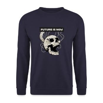 future is now - Die Zukunft ist jetzt - Unisex Pullover - Navy - Vorne - Alina (178cm) & Michal (187cm)