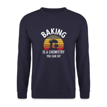 Baking is Chemistry You Can Eat Vintage Backen - Unisex Pullover - Navy - Vorne - Alina (178cm) & Michal (187cm)