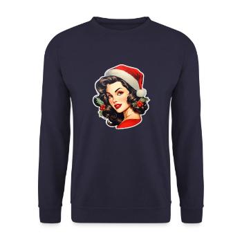Woman with santa hat - Unisex Sweatshirt - navy - Front - Alina (178cm) & Michal (187cm)