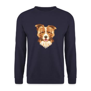 Portrait d’un chien Border Collie - Sweat-shirt Unisexe - marine - Devant - Alina (178cm) & Michal (187cm)