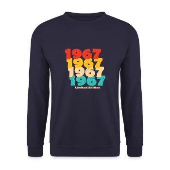 1967: Limited Edition - 57th Anniversary - Unisex Sweatshirt - navy - Front - Alina (178cm) & Michal (187cm)
