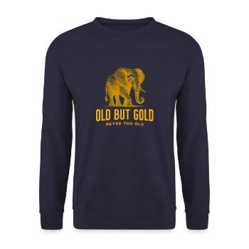 Old but Gold never too old with Big Elephant - Unisex Sweatshirt - navy - Front - Alina (178cm) & Michal (187cm)