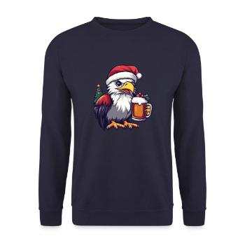 Adler Weihnachten Bier Lustig - Unisex Pullover - Navy - Vorne - Alina (178cm) & Michal (187cm)
