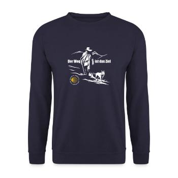 Der Weg ist das Ziel - Camino 2025 - Jakobsweg - Unisex Pullover - Navy - Vorne - Alina (178cm) & Michal (187cm)