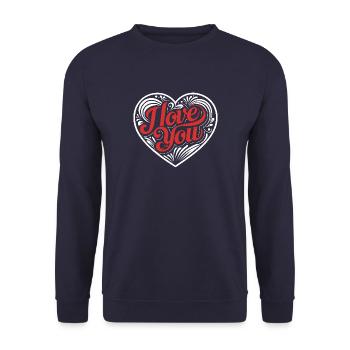 I love You - Valentine' Day - Love - Gift - Unisex Sweatshirt - navy - Front - Alina (178cm) & Michal (187cm)