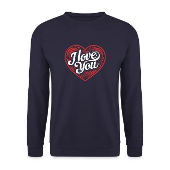 I love You - Valentine' Day - Love - Gift - Unisex Sweatshirt - navy - Front - Alina (178cm) & Michal (187cm)
