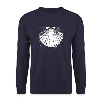 Camino - Jakobsmuschel - Pilgertour - Santiago - Unisex Pullover - Navy - Vorne - Alina (178cm) & Michal (187cm)