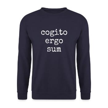 cogito ergo sum - je pense donc je suis - en disant - Sweat-shirt Unisexe - marine - Devant - Alina (178cm) & Michal (187cm)