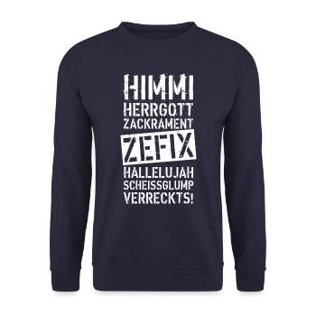 47B Himmi Herrgott ZACKRAMENT ZEFIX HALLELUJAH - Unisex Pullover - Navy - Vorne - Alina (178cm) & Michal (187cm)