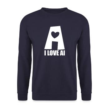 Intelligence artificielle - J’aime l’IA - Digital - Sweat-shirt Unisexe - marine - Devant - Alina (178cm) & Michal (187cm)