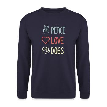 Peace Love Dogs - Hundeliebhaber - Spruch - Unisex Pullover - Navy - Vorne - Alina (178cm) & Michal (187cm)