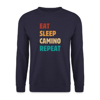 Eat Sleep Camino Repeat - Camino de Santiago - Pèlerins - Sweat-shirt Unisexe - marine - Devant - Alina (178cm) & Michal (187cm)