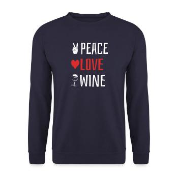 Peace Love Wine - Heart - Unisex Sweatshirt - navy - Front - Alina (178cm) & Michal (187cm)