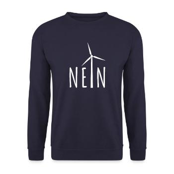 NEIN! Windrad nein danke - Gefahr für Vögel - Unisex Pullover - Navy - Vorne - Alina (178cm) & Michal (187cm)