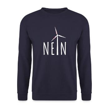 NEIN! Windrad nein danke - Gefahr für Vögel - Unisex Pullover - Navy - Vorne - Alina (178cm) & Michal (187cm)