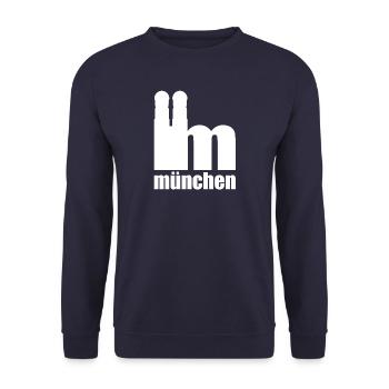 Servus - Gruß aus München - Frauenkirche - Unisex Pullover - Navy - Vorne - Alina (178cm) & Michal (187cm)