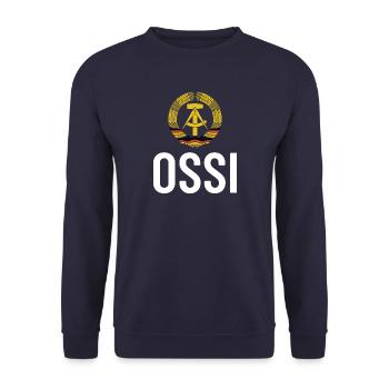DDR Wappen, Osten, Ossi Geschenk - Unisex Pullover - Navy - Vorne - Alina (178cm) & Michal (187cm)