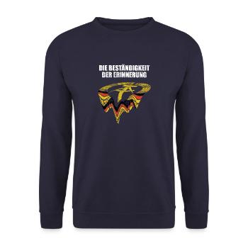 DDR Wappen, Die Beständigkeit der Erinnerung - Unisex Pullover - Navy - Vorne - Alina (178cm) & Michal (187cm)