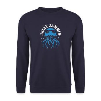 Méduse Jelly Jammin avec tentacules, créatures marines - Sweat-shirt Unisexe - marine - Devant - Alina (178cm) & Michal (187cm)