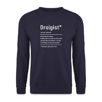 Drogist - Definition - Lexikon - Unisex Pullover - Navy - Vorne - Alina (178cm) & Michal (187cm)