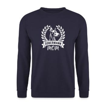 Dobermann Mom - Hundebesitzerin - Unisex Pullover - Navy - Vorne - Alina (178cm) & Michal (187cm)