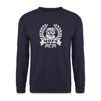 Mops Mom - Hundebesitzerin - Unisex Pullover - Navy - Vorne - Alina (178cm) & Michal (187cm)