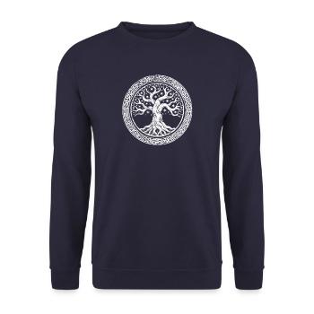 Yggdrasil - Baum des Lebens - Nordisch - Unisex Pullover - Navy - Vorne - Alina (178cm) & Michal (187cm)