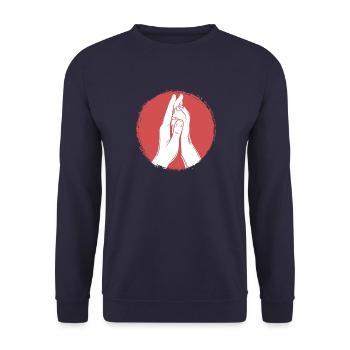 Hand + Dog Paw - High Five - Dog Fan - Unisex Sweatshirt - navy - Front - Alina (178cm) & Michal (187cm)