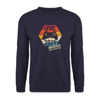 Happy New Year Level 2025 unlocked - Unisex Pullover - Navy - Vorne - Alina (178cm) & Michal (187cm)