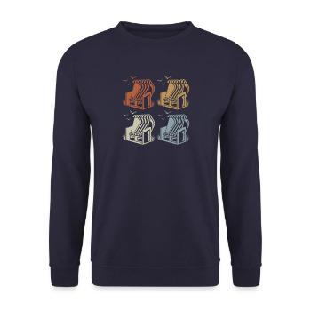 Beach Chair Retro - Vintage - Silhouette - Unisex Sweatshirt - navy - Front - Alina (178cm) & Michal (187cm)