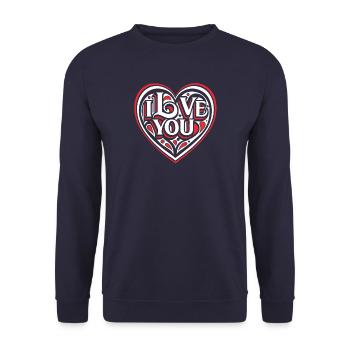 I love You - Valentine' Day - Love - Gift - Unisex Sweatshirt - navy - Front - Alina (178cm) & Michal (187cm)