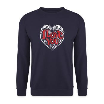 I love You - Valentine' Day - Love - Gift - Unisex Sweatshirt - navy - Front - Alina (178cm) & Michal (187cm)