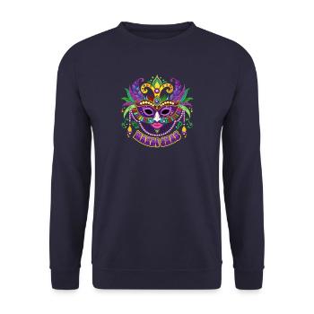 Mardi Gras - Karneval - Maske - Geschenk - Unisex Pullover - Navy - Vorne - Alina (178cm) & Michal (187cm)